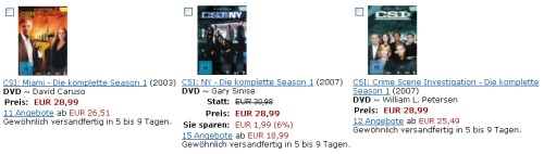 Amazon: CSI Staffeln mit 50% reduziert Amazon: CSI Staffeln mit 50% reduziert