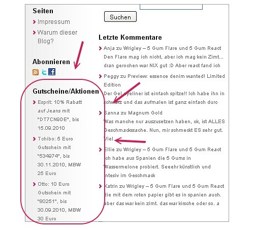 Neue Funktion im Blog: Extra Gutscheine Neue Funktion im Blog: Extra Gutscheine