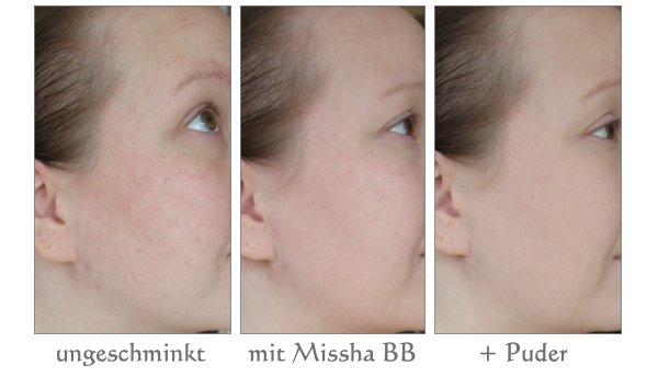Vorher-Nachher Bilder mit Missha BB Cream