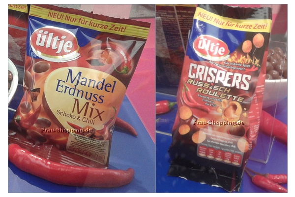 ISM 2013 - - ültje Erdnuss Mandel Mix Schoko und Chili, daneben Crispers Russisch Roulette ISM 2013 - ültje Erdnuss Mandel Mix Schoko und Chili, daneben Crispers Russisch Roulette
