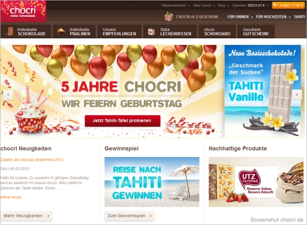 chocri feiert fünften Geburtstag