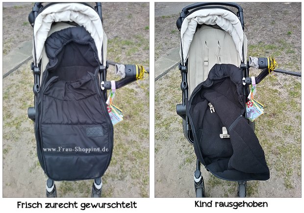 Der Joolz Fußsack schlabbert im Wagen herum
