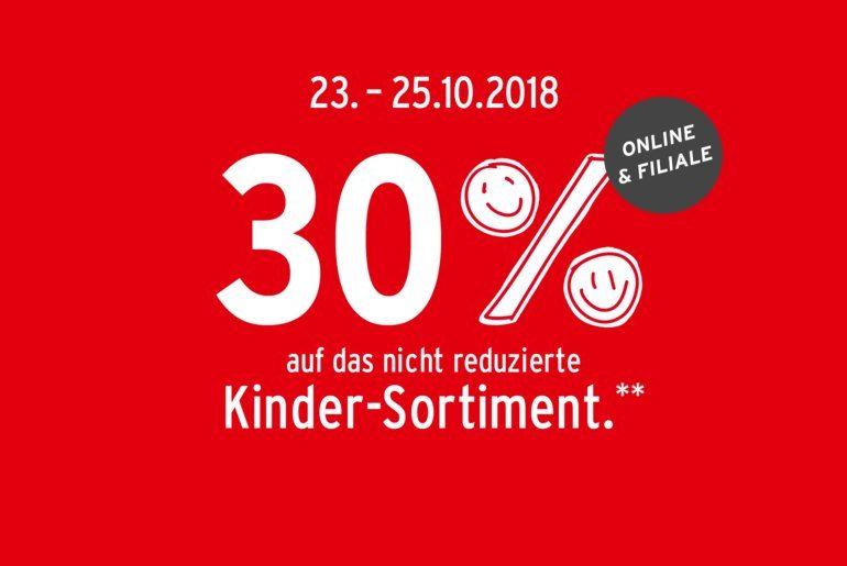 30% Rabatt auf Kinderkleidung bei Ernstings Family